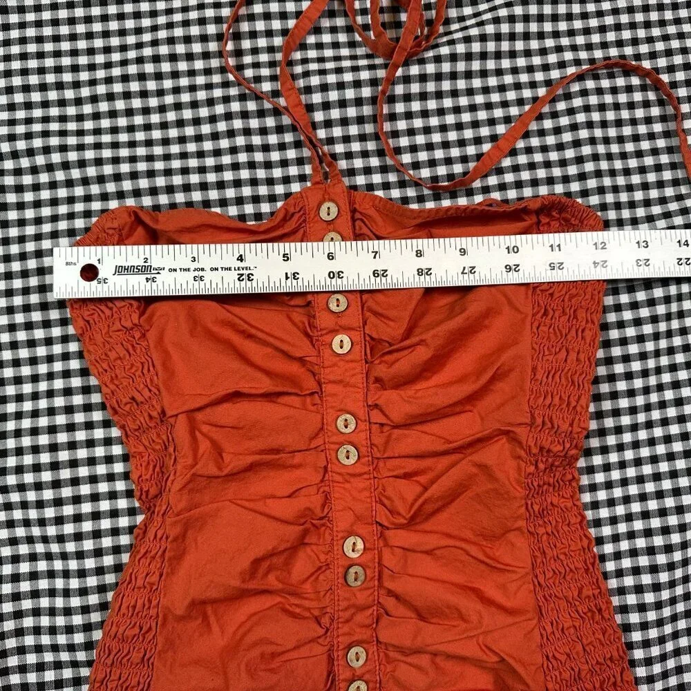 Free People Hold On Ruched Orange Mini Halter Dress Size X-Small